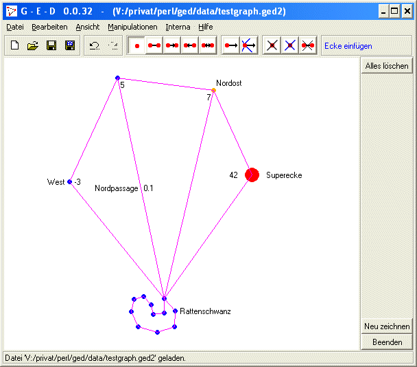 Ein Bild des Grapheneditors mit einem bunten Graphen