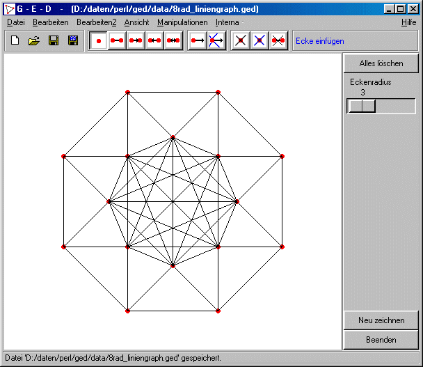 Ein Bild des Grapheneditors mit dem Liniengraphen des 8er Rades