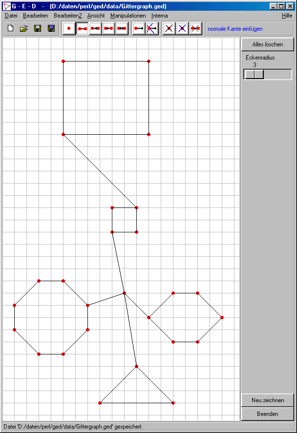 Ein Bild des Grapheneditors mit Gitternetz
