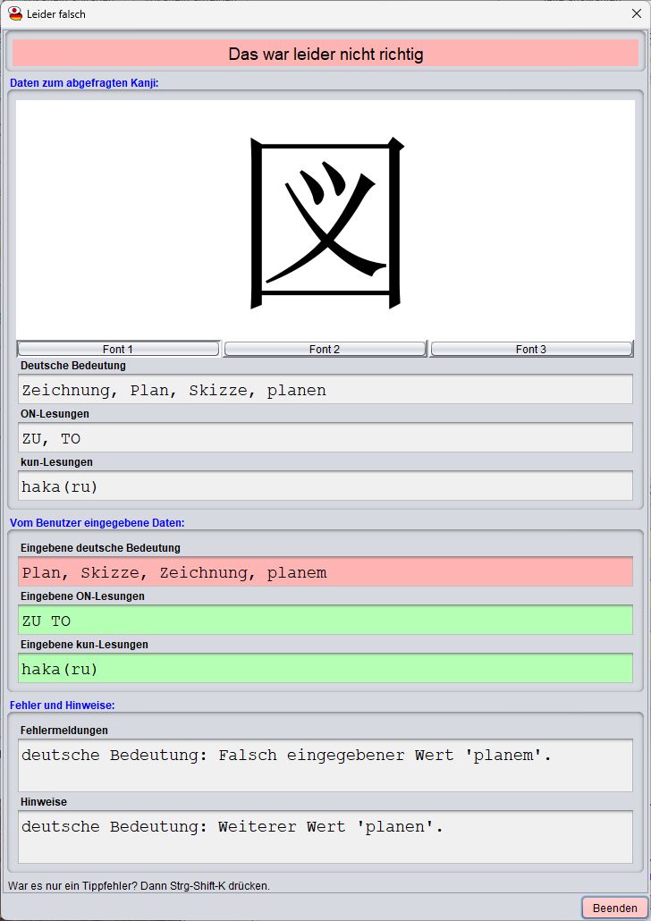 Japanischer_Vokabel_Trainer_031_Kanji_Abfrage_Bewerttung_einzeln_falsch